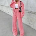 thumbnail image 4 of GILIGEGE Two Piece Sets for Women A Two Piece Set Of Women's Trendy Sweatshirt Jacket with Zipper Slim Fit Long Sleeves and Long Pants Pink M, 4 of 7