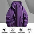 thumbnail image 2 of LpwkSSA Men's Raincoats Plus Size Windproof Solid Color Trench Coat Waterproof Outdoor Zipper Coat with Pocket Long Sleeve Hooded Casual Outwear Jacket Purple XXXXL, 2 of 6