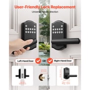 KFFKFF Keyless Entry Door Lock with Handle, Electronic Door Lever with Keypad, Programmable User Codes, Keyed Access, Auto Locking, Privacy Password Protection, Illuminated Keypad