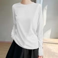 thumbnail image 3 of GigrtiJin Women's Long Sleeve Shirts Basic Baggy Pullover Tops Round Neck Lightweight Solid Color Shirts, 3 of 5