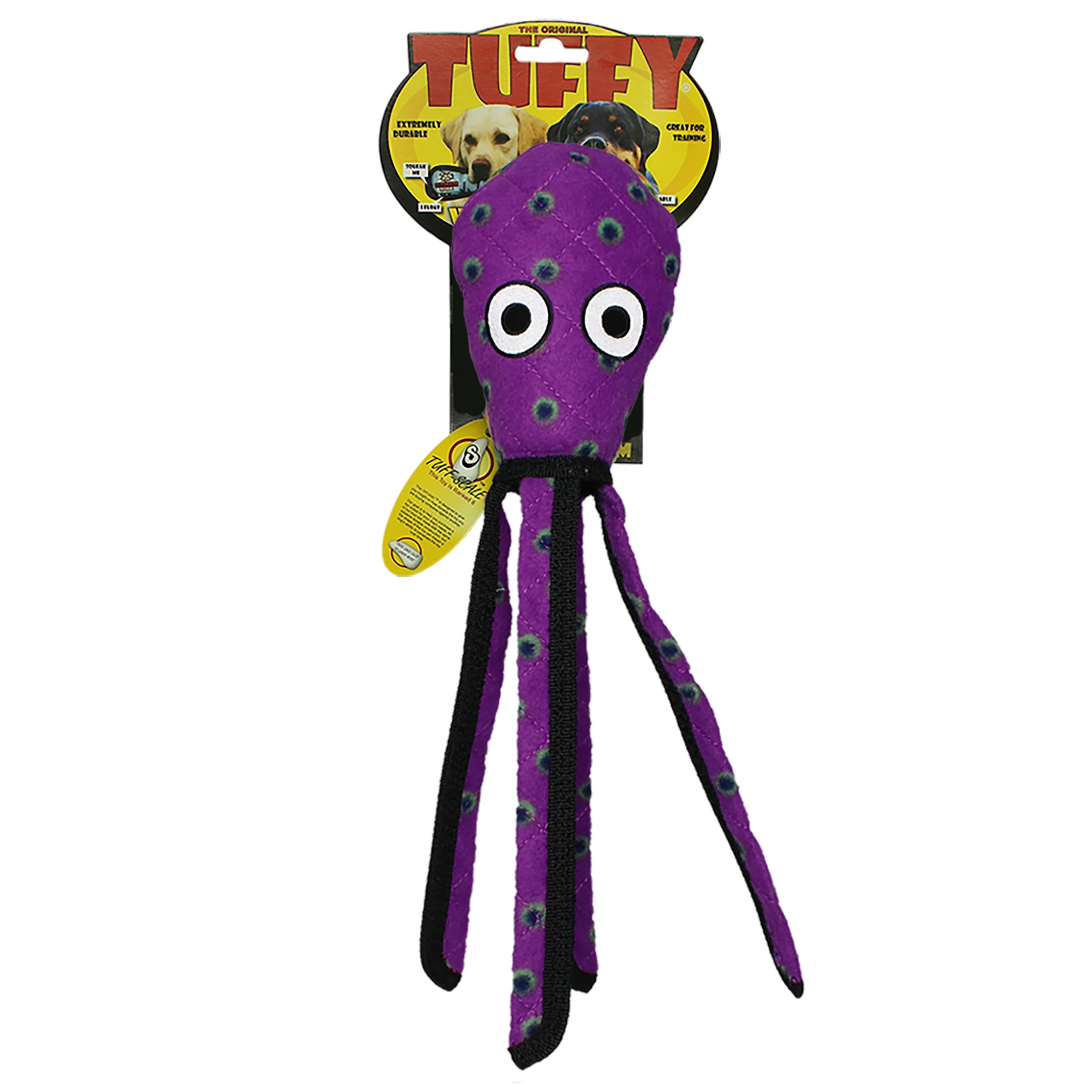 Tuffy Ocean Creature Squid Purple Durable Plush Squeaky Dog Toy