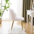 thumbnail image 5 of PurelyGoods Girls Vanity Chair with Back,Cute Small Desk Chair No Wheels,Fluffy Chair with Pillow,Cozy Makeup Chair with Ajustable Gold Legs,Comfy Chair for Bedroom,Living Room,Small Space,White, 5 of 18