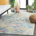 thumbnail image 3 of SAFAVIEH Barbados Tobon Botanical Indoor/Outdoor Area Rug, Light Blue/Ivory, 4' x 6', 3 of 11