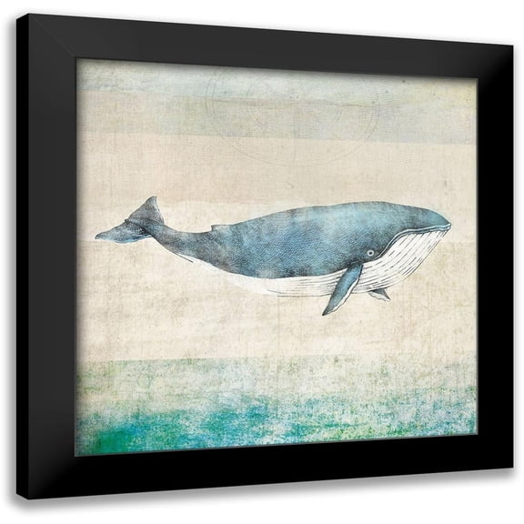 JMB Designs 12x12 Black Modern Framed Museum Art Print Titled - Whale