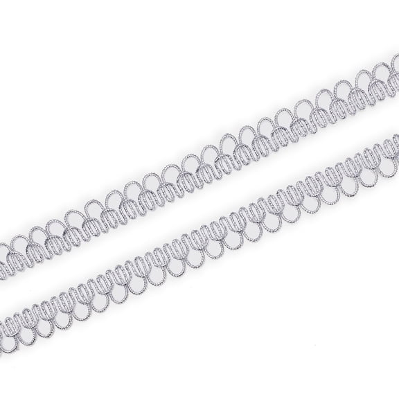 1/2 Inch Metallic Trim Fancy Loop Corded Polyester 25 Yard Spool For Sewing Apparel, Curtains, Table Covers, Furniture Upholstery, & More (Silver, 1 Spool, 25 Yards)