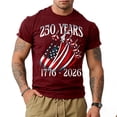 thumbnail image 5 of Havenx 250 Years Of American Independence T-Shirt for Men Crewneck Short Sleeve Shirts American Flag Design Graphic Tshirts Classic Patriotic Summer Workout Freedom Tee Tops,Wine 2XL, 5 of 6