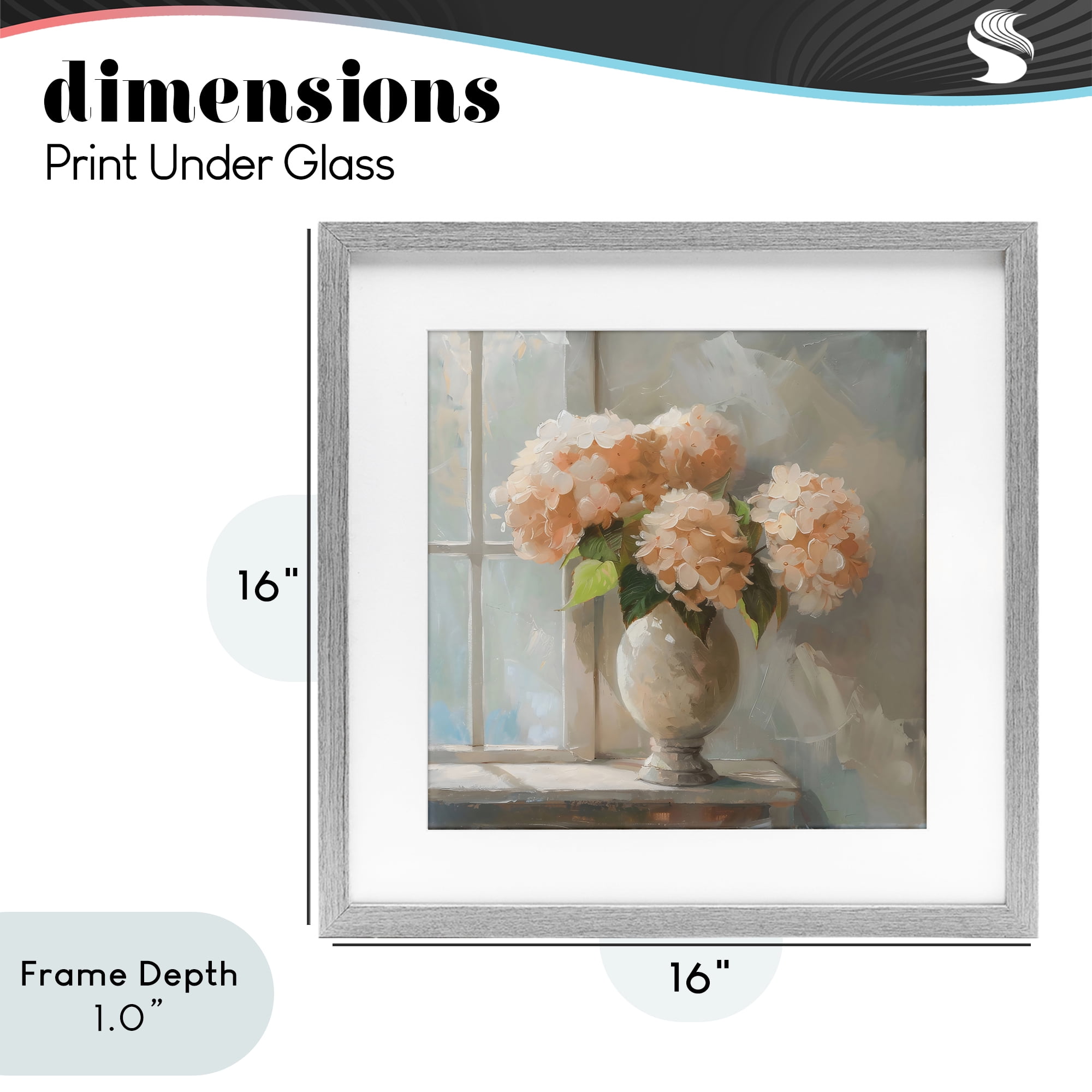 Stupell Industries Pink Hydrangea in Sunlit Vase Gray Framed Print Under Glass, design by Creative Studio
