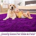 thumbnail image 4 of Homore Cute Fluffy Velvet Carpet Soft Washable Area Rugs for Bedroom/ Living Room Decoration,3'x5',Dark Fuchsia, 4 of 7