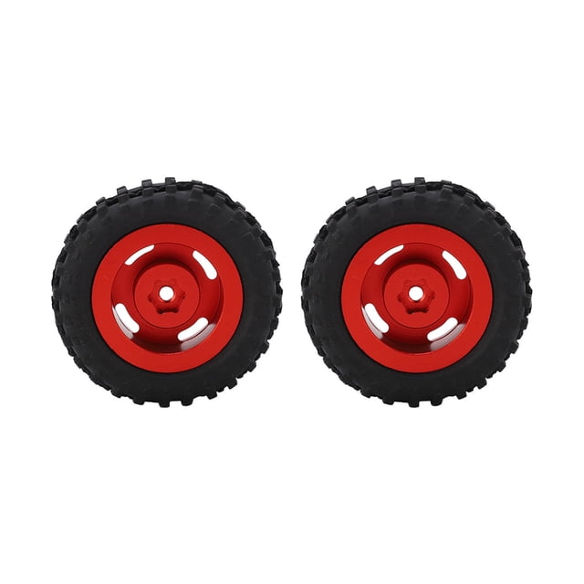 2pcs/set 50mm Wheel Rim Rubber Tire with 4 Holes for AXIAL SCX24 1/24 RC Car Upgrade PartsRed