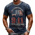 thumbnail image 5 of Xneal 911 25th Anniversary T-Shirt Casual Print Short Sleeve Never Forget 911 Multicolor Shirts for Men Size 2XL, 5 of 5