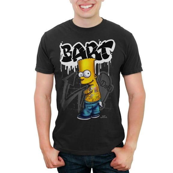 Mens The Simpsons Bart Tattoo Brick Paint T Shirt