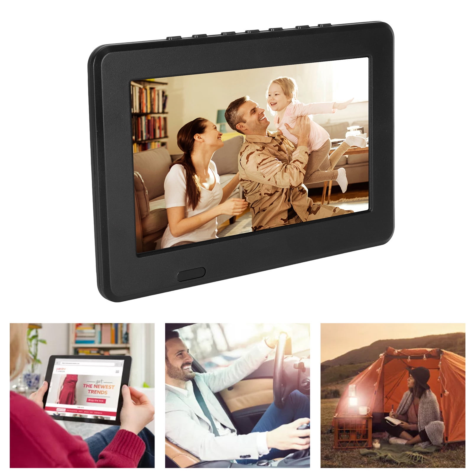 LED Digital Television, US Plug 100-240V Portable Television Rechargeable 7 Inch USB Storage Card TV Function  for Travel