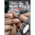 thumbnail image 3 of FaithHeart Nordic Viking Spinner Runes Ring for Men Black Punk Thumb Band Ring Stainless Steel Rotatable Fidget Finger Ring for Anxiety Father Birthday Jewelry Gift for Christmas Size 12, 3 of 11
