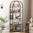 thumbnail image 4 of Bookcase 5-Tier Arched Metal Bookshelf – Tall Open Storage Rack for Bedroom, Living Room, Home and Office, 4 of 6