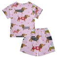 thumbnail image 2 of Sausage Dog Pattern Summer Pajama Set Soft Cotton Short Sleeve Sleepwear 2PCS Pajama Sets Breathable Lounge Set Size 12Y, 2 of 7