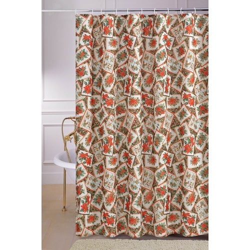 The Holiday Aisle Propst Poinsettia Shower Curtain Walmart Com Walmart Com