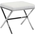 thumbnail image 3 of ZYKFF Vanity Stool,Modern PU Leather Ottoman Stool Chair for Vanity,Vanity Bench with Metal X Legs, Rectangle Makeup Stool Padded Foot Rest Stool for Makeup Room, Living Room, Bathroom,White, 3 of 7