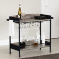 thumbnail image 2 of City Life Bar Cart with Wine Glass Rack Black and Weathered Oak, 2 of 14