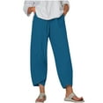 thumbnail image 1 of Timegard Plus Size Pants for Women Elastic Waist Solid Color Comfy Fall Casual Crop Pants with Pockets, 1 of 5
