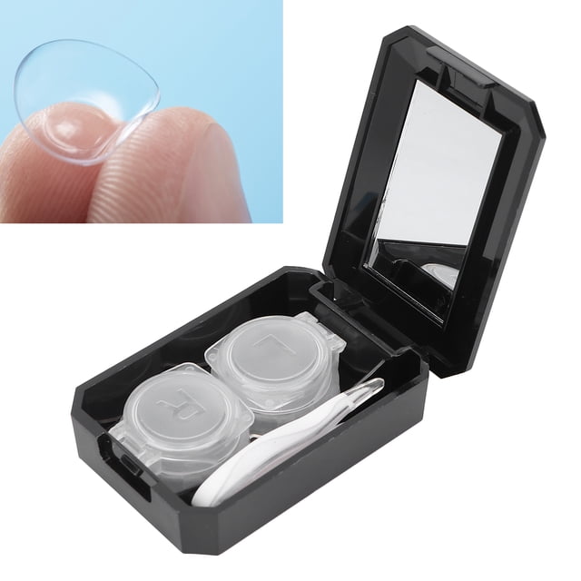 CAJA DE LENTES DE CONTACTO, Contenedor de Almacenamiento para Remojo de Lentes de ContactO Con Pinza de Espejo, Herramienta Removedora para Vije A Casa