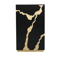 Furniture of America Deverell Adult Modern 5-Drawer Vertical Dresser with Gold Accents, Black