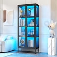 thumbnail image 4 of Polup 66''H Metal Curio Cabinet with 8-Color LED Lights, Vertical Display Cabinet, Black Storage Cabinet with 4-Tier Shelves & Glass Doors for Home Office, 4 of 8