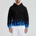 thumbnail image 2 of Penkiiy Mens Flames Waffle Hooded Sweatshirt Casual Long Sleeve Drawstring Waffle Knit Pullover Hoodies XS Blue, 2 of 4
