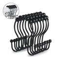 thumbnail image 1 of Ganchos para cortina de ducha, 12 anillos para cortina de ducha, rodillo de acero inoxidable resistente al óxido, ganchos de ducha deslizantes dobles anticaídas para cortinas de ducha de baño (negro) JFHHH pequeña, 1 of 5