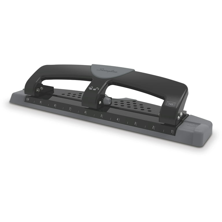 Swingline 11-Sheet Commercial Adjustable Three-Hole Punch, 9/32 inch Holes, Black