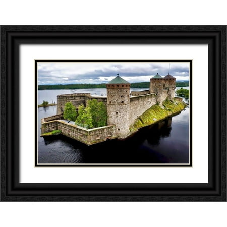 Molinari, Michele 24x17 Black Ornate Wood Framed with Double Matting Museum Art Print Titled - Finlandia-Savonlinna-Savonlinna castle