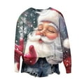 thumbnail image 3 of Craaazy Funny Santa Xmas Printed Shirts For Women Long Sleeve Sweatshirt With Round Neck Gifts For Women, 3 of 4