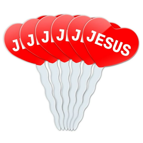 Jesus Heart Love Cupcake Picks Toppers - Set of 6