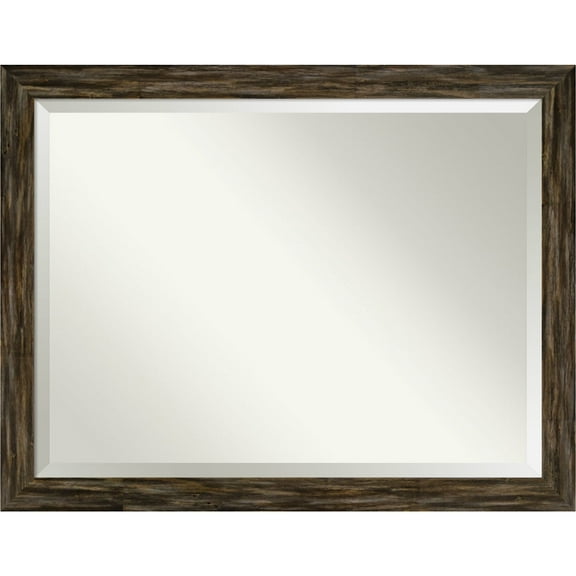 Fencepost Brown Narrow Beveled Wood Bathroom Wall Mirror