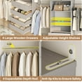 thumbnail image 3 of Aheaplus Closet System, 4-9Ft Closet Organizer with 4 Wooden Drawers, Wood Closet Organizer System with Tower, Walk-in Closet Organizer Wardrobe Garment Clothes Rack with 4 Hanging Rods, Grey, 3 of 14