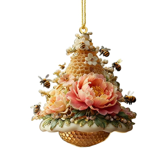 Bfogop Bee Christmas Tree Decorations 2D Acrylic Bees Christmas Tree Decoration Christmas Tree Decoration Christmas Tree Pendant for Bee Lovers Car Ornament Gifts