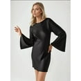 thumbnail image 5 of Waterfall Back Satin Mini Dress, 5 of 6