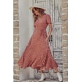 thumbnail image 3 of Vestido largo cruzado con escote en V y estampado floral PRETTYGARDEN para verano talla M, 3 of 8