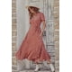 thumbnail image 3 of Vestido largo cruzado con escote en V y estampado floral PRETTYGARDEN para verano talla M, 3 of 8