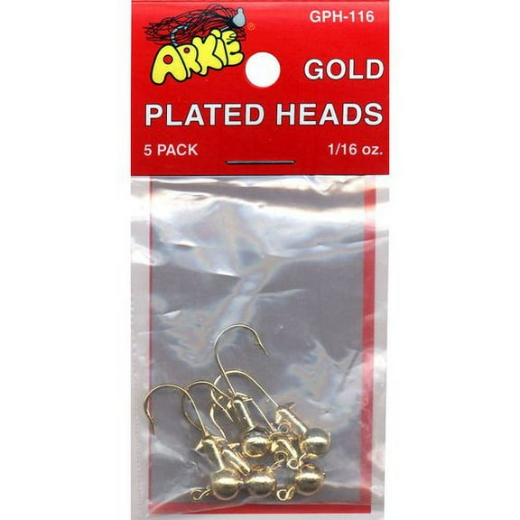 Arkie Gold Plated Jig Heads, 1/16 Oz., 5 Count