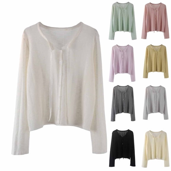 Hilenly Womens Cardigan Long Sleeve Casual Soft Cardigans Lightweight Button Down Knit Sweaters