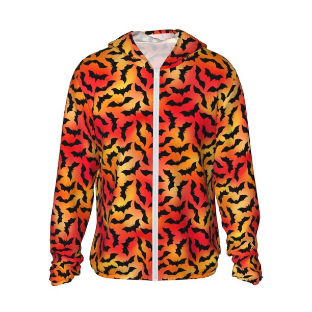 Fotbe Flying Black Bat Chaqueta con Protección Solar UPF 50+ para Hombre y Mujer, Camisa con Capucha y Bolsillos-Large