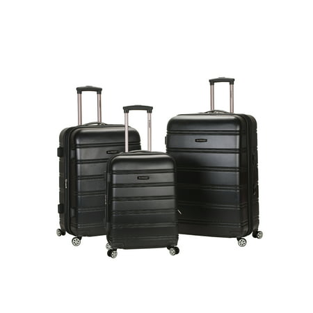 Rockland Melbourne 3pc Expandable ABS Hardside Carry On Spinner Luggage Set - Black