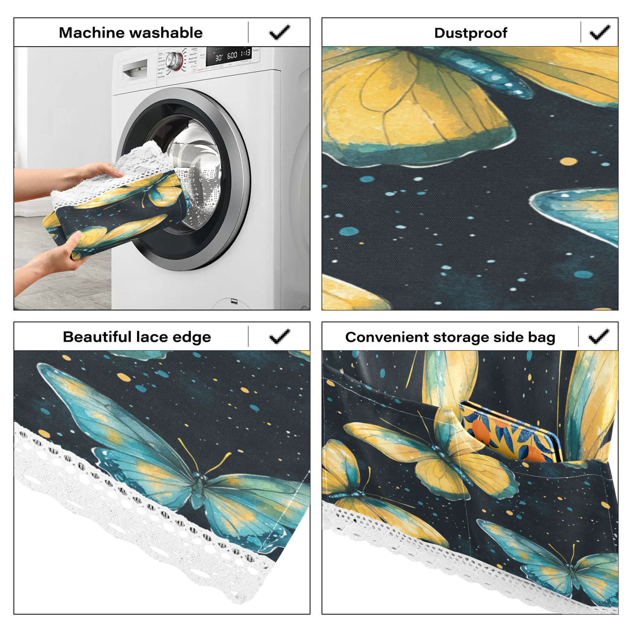 WOBOGO A Pattern Of Yellow Butterflies with Teal Wings Washing Machine Cloth Dryer Refrigerator Top Cover Protective Non-Slip Mat For Kitchen Laundry