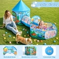 thumbnail image 3 of JoyStone 3-in-1 Kids Dinosaur Play Tent with Tunnel & Ball Pit, Pop Up Playhouse for Toddlers, Indoor & Outdoor Toy, Foldable with Carrying Bag, Blue (Balls Not Included), 3 of 8
