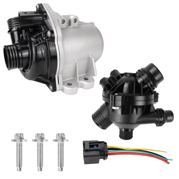 FEXON Electric Engine Water Pump with Thermostat 11517632426 Compatible with BMW 135i, 335i, 335i xDrive, 335is, 335xi, 535i, Z4, 2007-2016, 3.0L L6, Replace OE# 11517563659, 11517588885