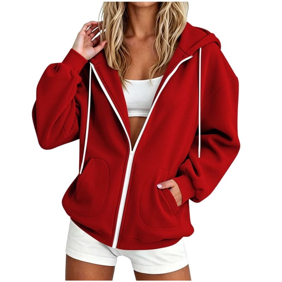 Oplxuo Zip Up Hoodie Women Oversized 2026 Zip Up Y2K Hoodies Casual Long Sleeve Sweatshirts Fall Spring Track Jackets