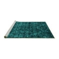 thumbnail image 2 of Ahgly Company Machine Washable Indoor Round Abstract Turquoise Blue Modern Area Rugs, 4' Round, 2 of 4
