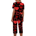 thumbnail image 5 of Garbnen Womens Valentine Pajama Set V Neck Short Sleeve Sleepwear Topand Capri Pants Love Heart Print Womens Pajama Sets with Pockets, 5 of 7