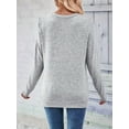 thumbnail image 5 of Women'S Long Sleeve Shirt Button Cuff Tunic Top Casual Autumn Sweater Fashion Light Grey M, 5 of 9