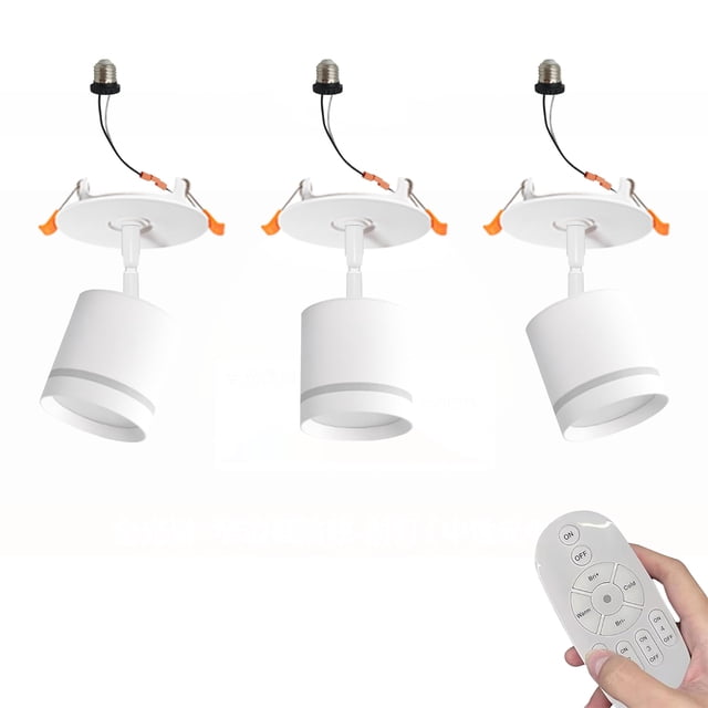 FSLiving Suspension Instantanée Encastrée LED 7W par Télécommande Macaron avec Gradation Continue des Taches Changement de Couleur pour Plafond Incliné Kit de Conversion de Lumière Ajustable